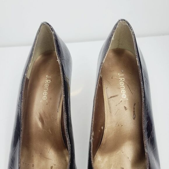 Vintage 90s J. Renee Bronze Metallic Block Heel Square Pointy Toe Heels size 8 - Picture 3 of 15